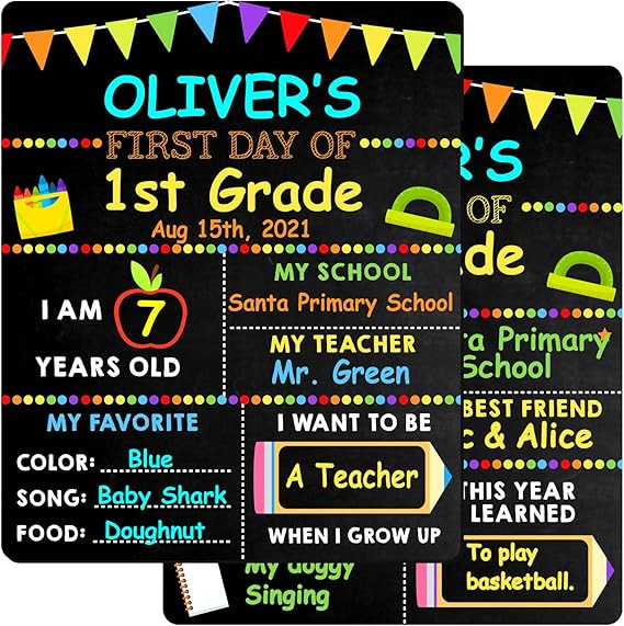 First Day of School Board - 12’’ x 10’’ First & Last Day School Chalkboard - 1st Day Back... | Amazon (US)