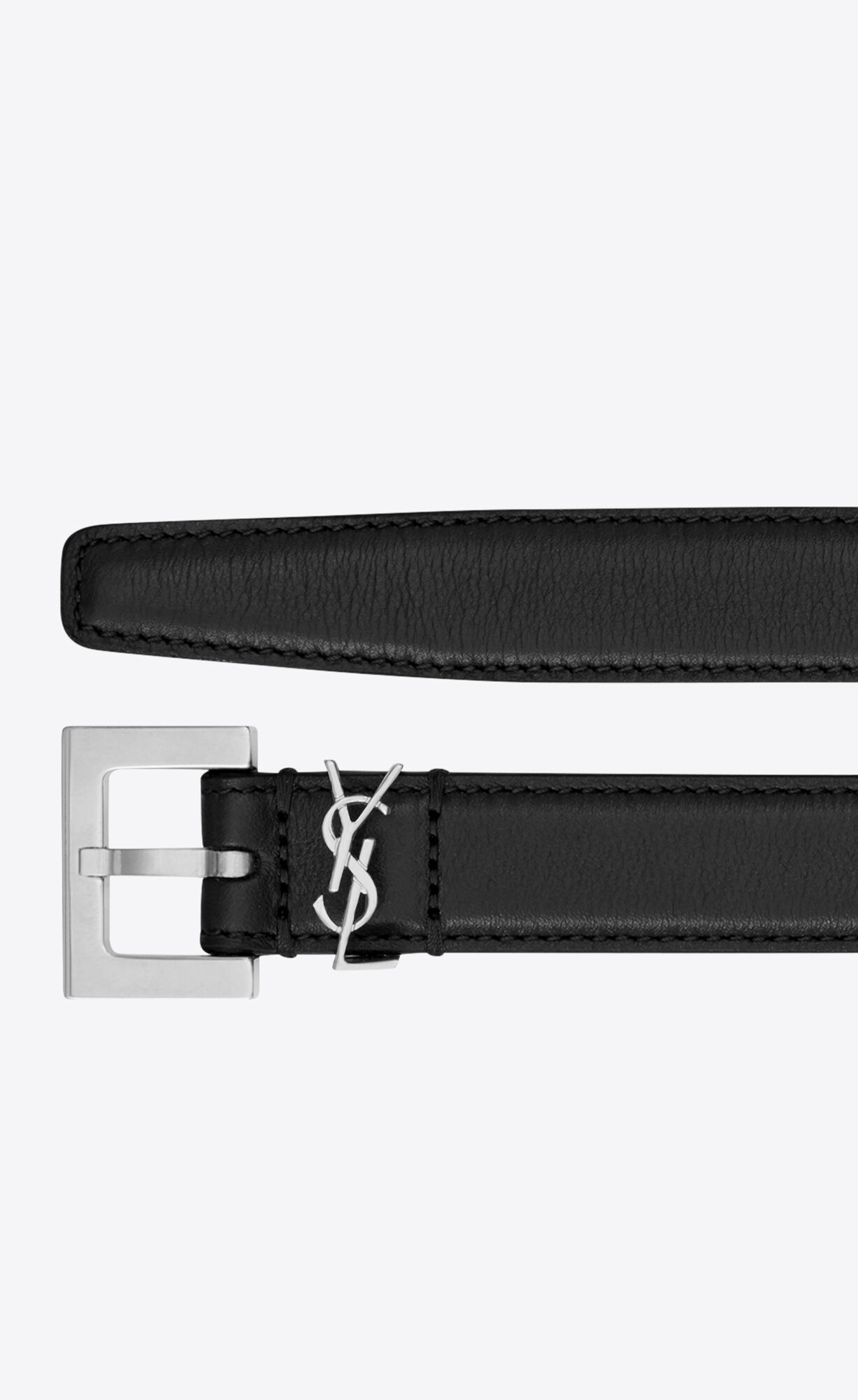 narrow monogram belt with square buckle in smooth leather | Saint Laurent Inc. (Global)