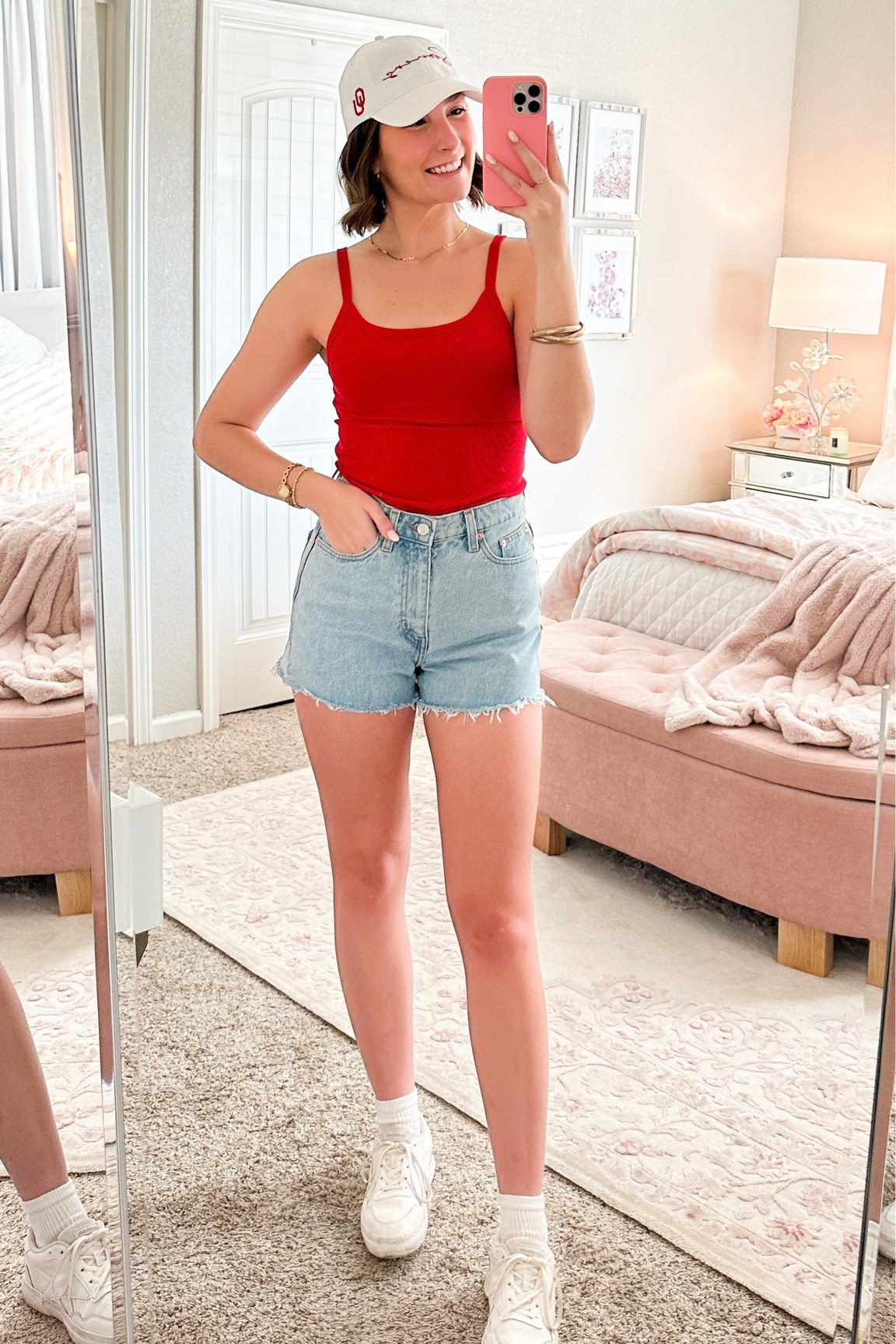 Game day outfit inspiration 

Football game day outfit inspo, tailgate outfit, casual outfit, denim shorts, red tank top, baseball cap, white sneakers, OU, Oklahoma

#LTKstyletip #LTKSeasonal #LTKFind