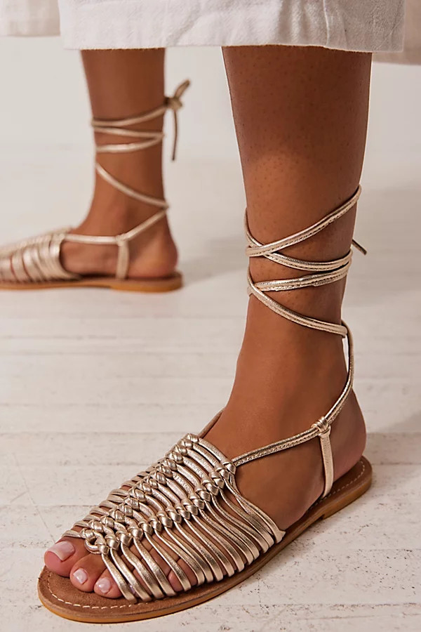 Distant Shores Wrap Sandals by Seychelles at Free People, Platinum Metallic Leather, US 7 | Free People (Global - UK&FR Excluded)