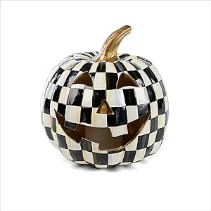 MacKenzie-Childs Courtly Check Illuminated Jack-o’-Lantern, Halloween Home Decor | Amazon (US)