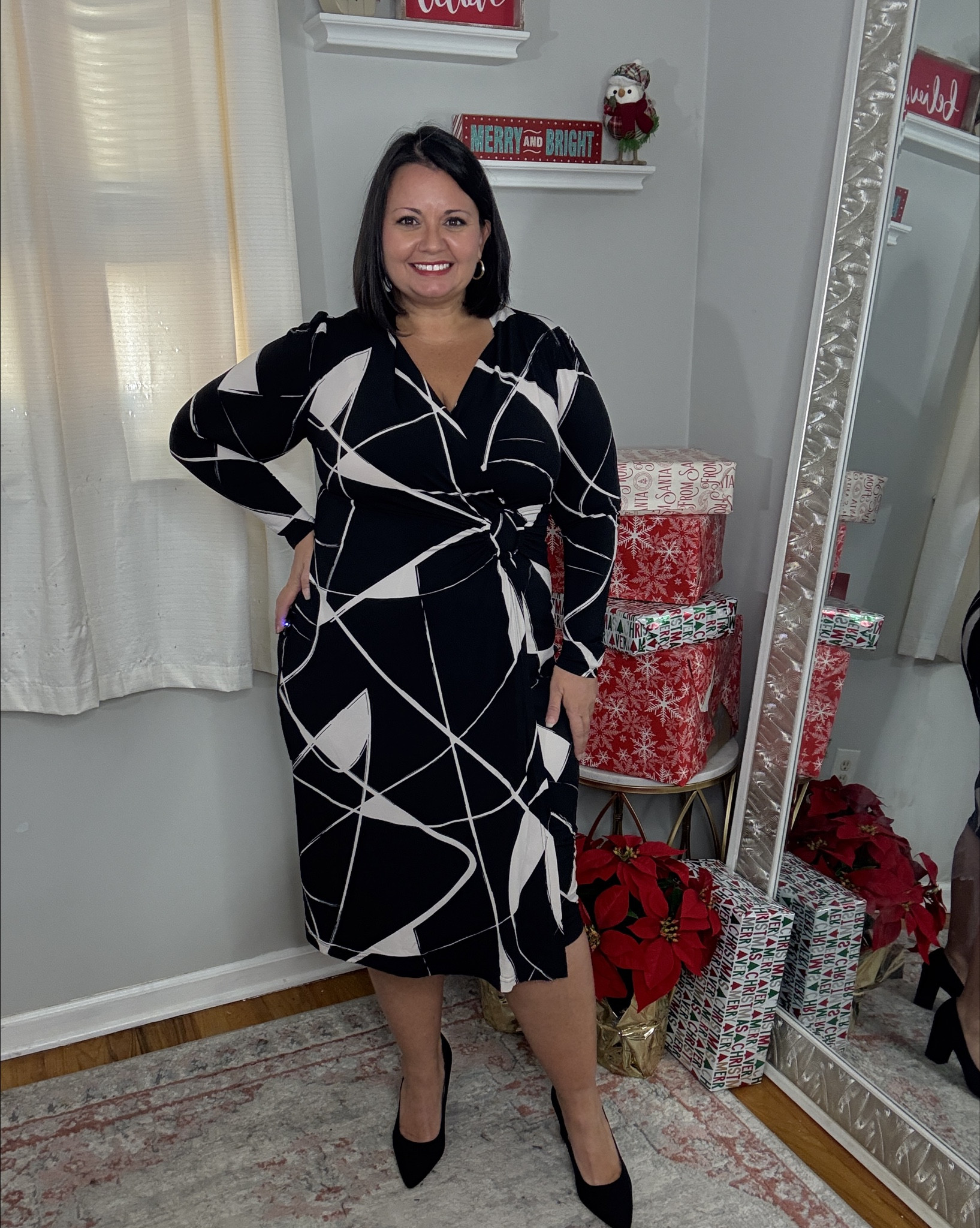 This dress might be the most flattering dress I have ever worn. It hides all the lumps and bumps while accentuating the curves. The flat in the front really makes it so flattering! Could not recommend this dress enough to my curvy babes! 

#LTKMidsize #LTKWorkwear #LTKPlusSize