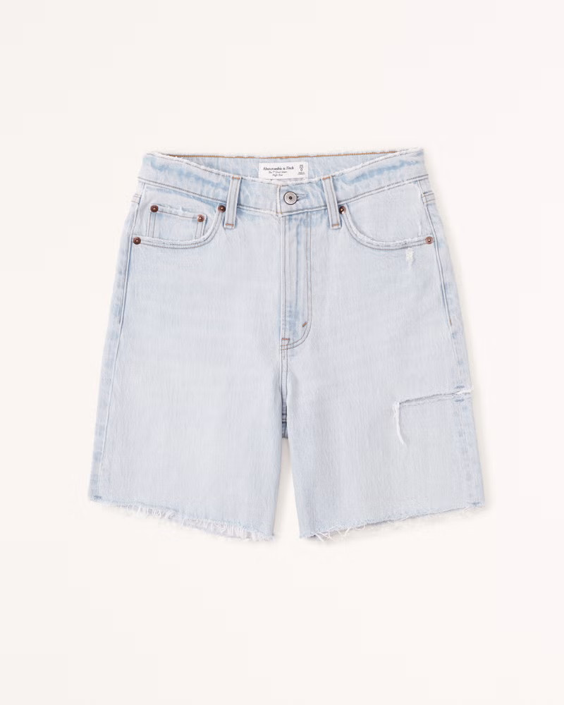 Abercrombie & Fitch Women's High Rise 7 Inch Dad Short in Light Destroy - Size 27 | Abercrombie & Fitch (US)