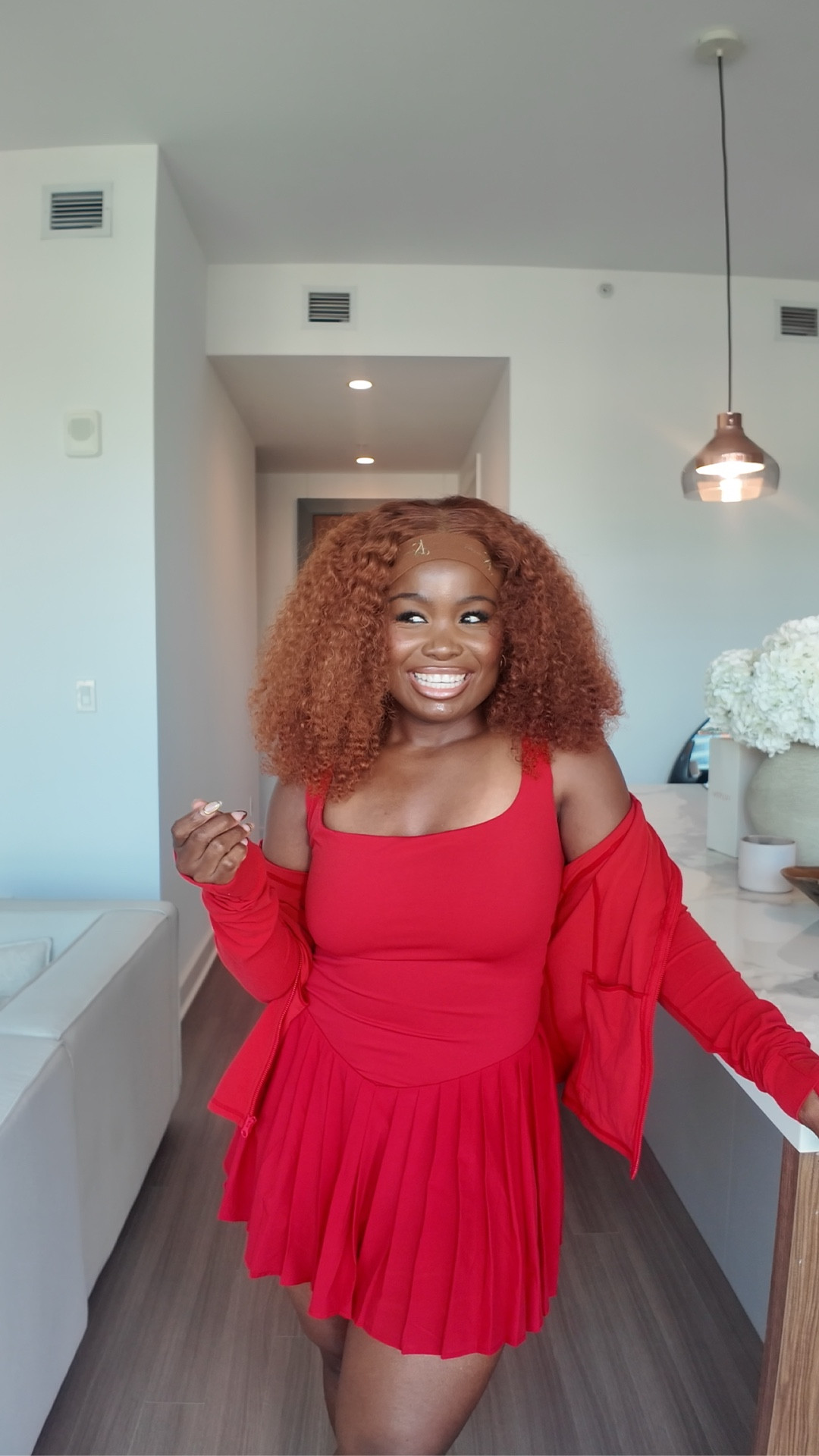 Red tennis dress with workout jacket 

#LTKU #LTKSeasonal #LTKActive