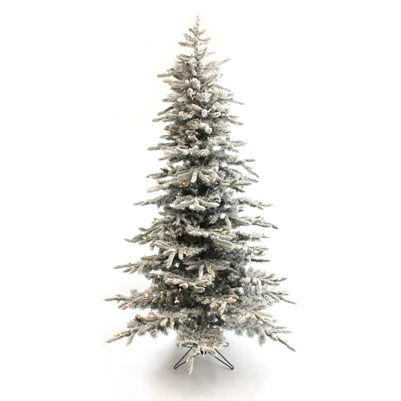 The Holiday Aisle® Pre-Lit Slim Green Pine Artificial Christmas Tree with Clear/White Lights & ... | Wayfair North America