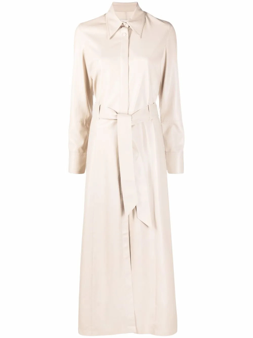 faux-leather belted maxi shirt dress | Farfetch Global