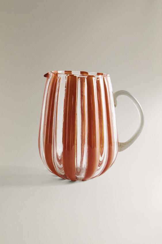 GLASS PITCHER WITH STRIPED HANDLE AND CONTRAST | Zara US