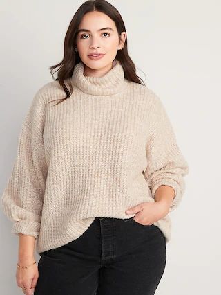 Cozy Shaker-Stitch Turtleneck Tunic Sweater for Women | Old Navy (CA)