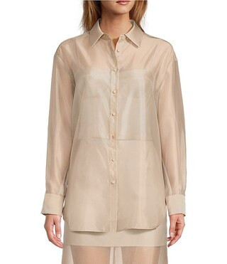 Antonio Melani Priscilla Organza Sheer Long Sleeve Button Front Blouse | Dillard's | Dillard's