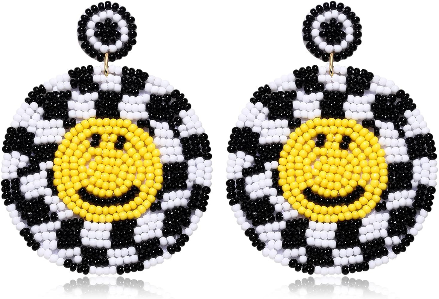 HZEYN Beaded Smile Face Earrings Statement Beaded Drop Earrings Cute Happy Face Dangle Fun Earrin... | Amazon (US)