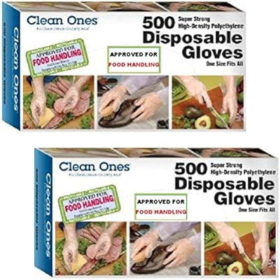 Clean Ones 1000-Count Disposable Food-Safe Poly Gloves, One Size | Amazon (US)