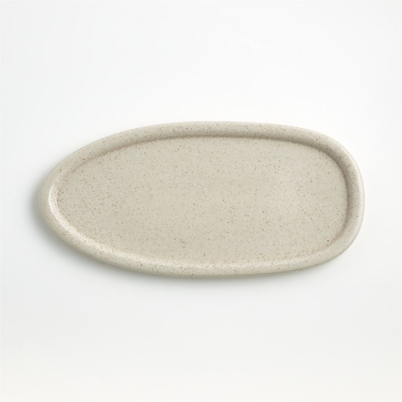 Dune Small Stone Oval Platter | Crate and Barrel | Crate & Barrel