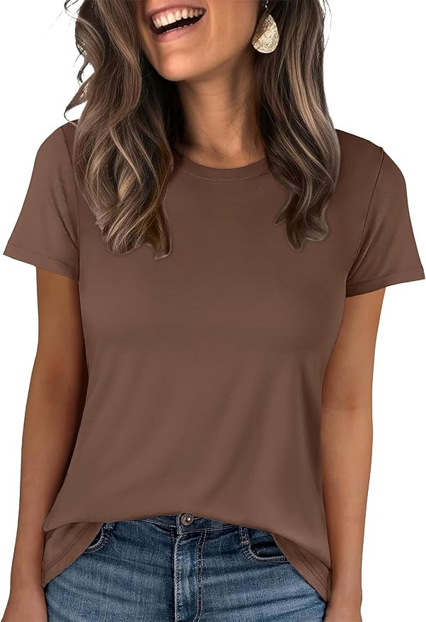 ANRABESS Women Short Sleeve Tops Summer Basic Tee Wrinkle-Free Trendy Cute T Shirts 2026 Spring B... | Amazon (US)
