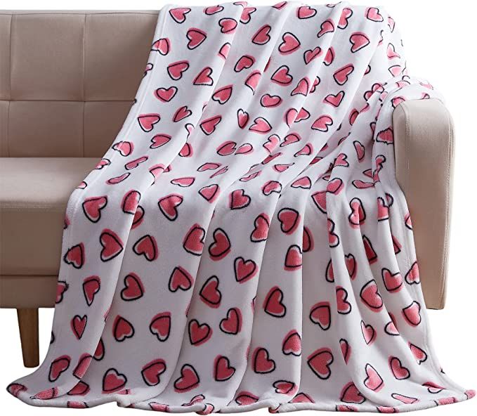Valentine Soft Throw Blanket: Flurries of Fun Sketch Hearts, Pink Black White, Accent for Couch S... | Amazon (US)