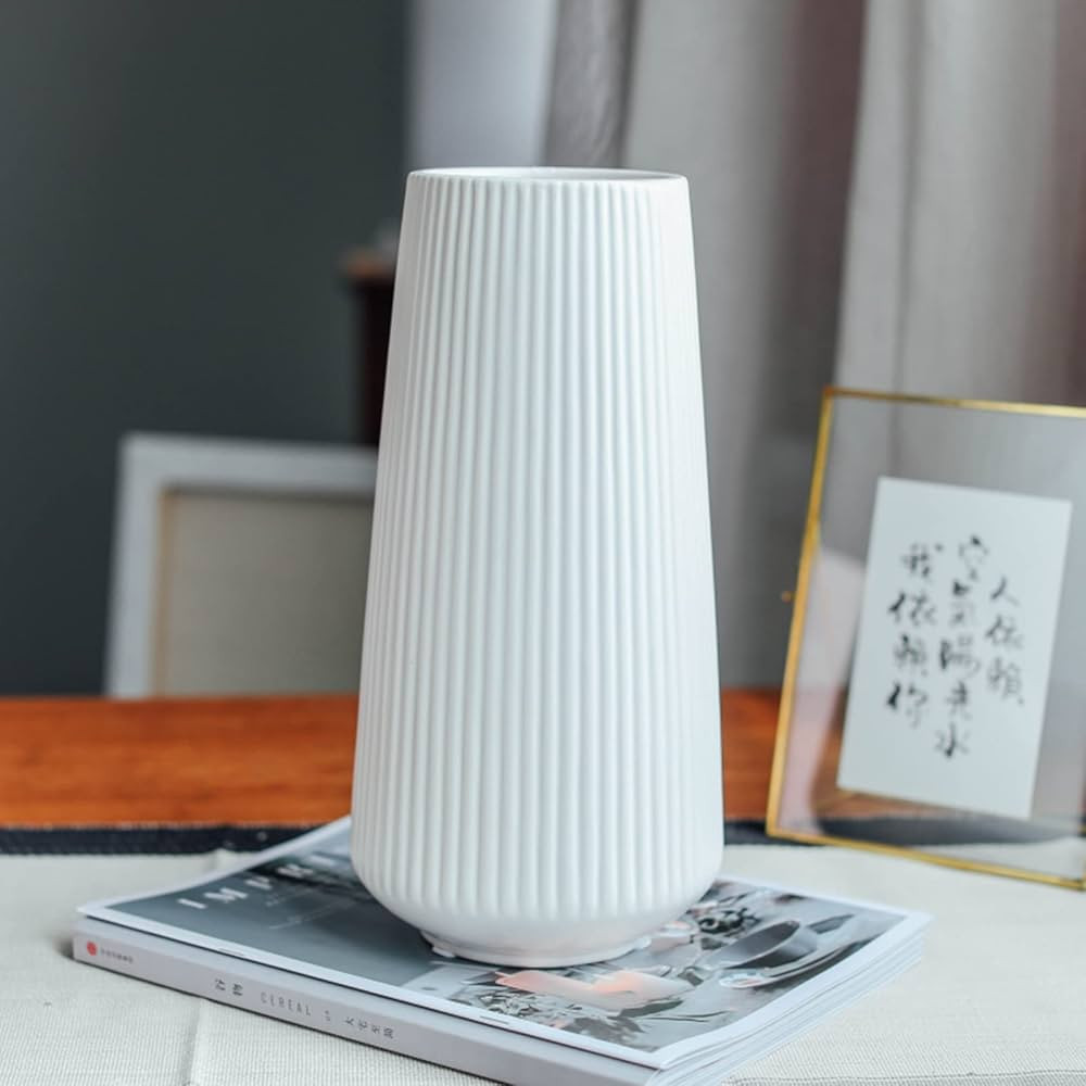 White Vase,Tall Large White Vase for Pampas Grass,12 Inch Ceramic Vase for Home Decor,Modern Boho... | Amazon (US)
