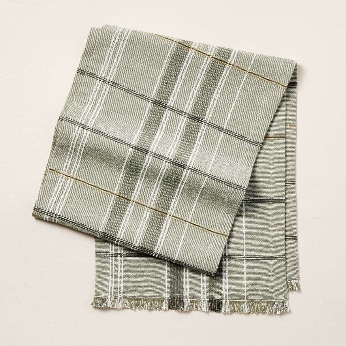 Textured Plaid Woven Table Runner Sage Green - Hearth & Hand™ with Magnolia | Target
