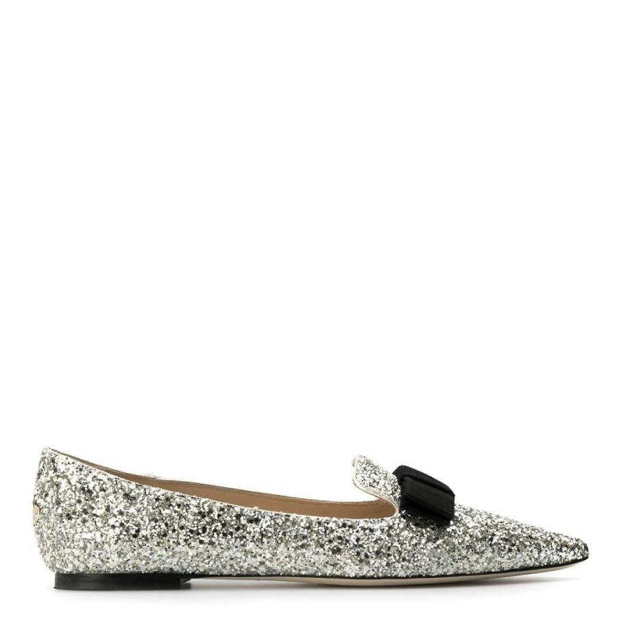 Jimmy Choo Champagne Gala Coarse Glitter Bow Flats | Jomashop.com & JomaDeals.com