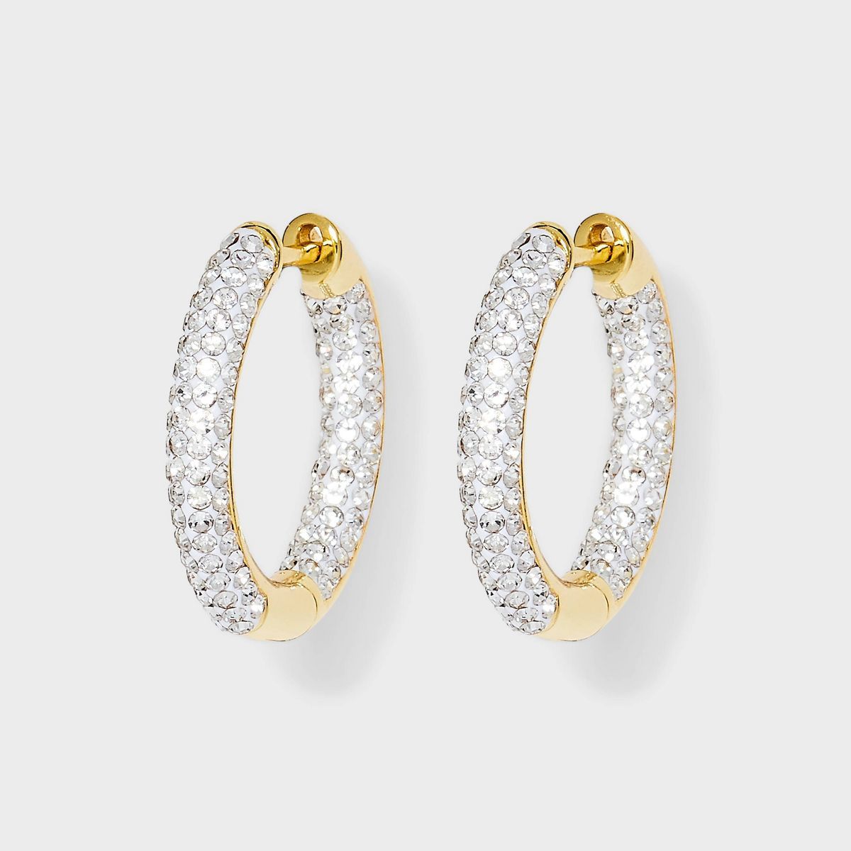 14k Gold Dipped Crystal Endless Tube Hoop Earrings - A New Day™ Gold | Target