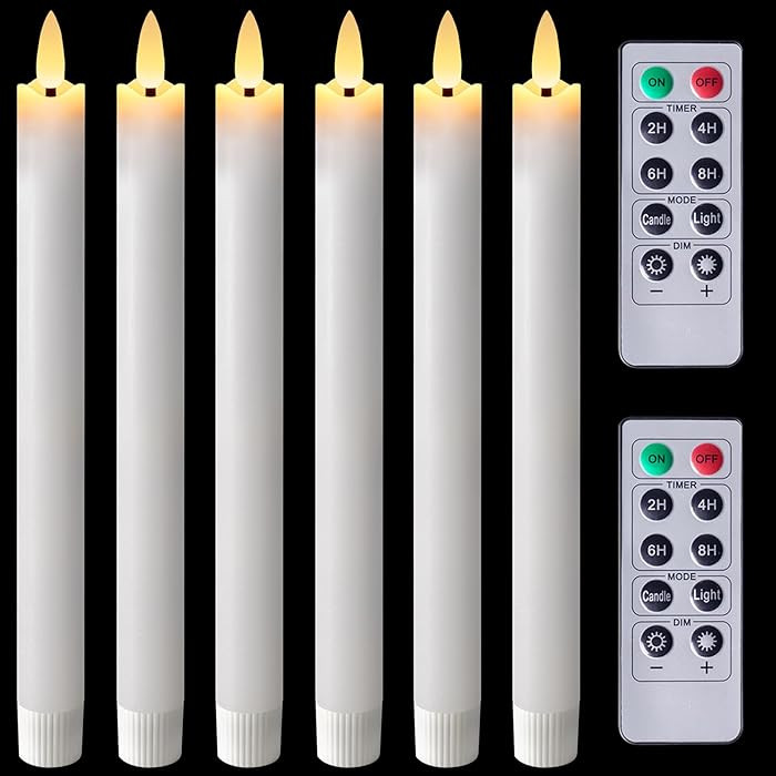 Homemory Waxy Flameless Taper Candles with Remote Timer Dimmer, Battery Operated Candlesticks Fli... | Amazon (US)