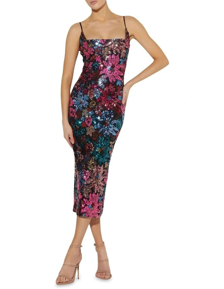 Enza Sequin Midi Dress in Multicolour | Myer