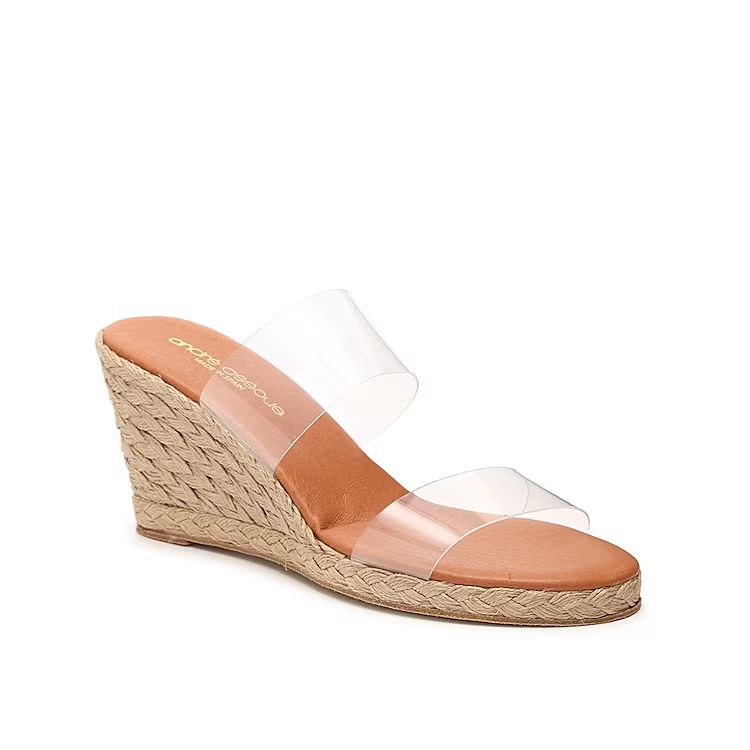 Andre Assous Bella Espadrille Wedge Sandal - Women's - Clear/Tan - Size 7 - Espadrille Wedge | DSW