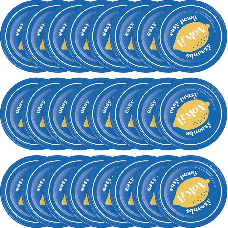 Way to Celebrate Summer Vibes Blue and Yellow Lemon Paper Plates, 7", 24 Count | Walmart (US)