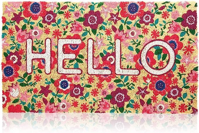 Juvale Natural Coir Hello Spring Door Mat for Front Door Entry, Floral Welcome Non-Slip Rug (30x1... | Amazon (US)