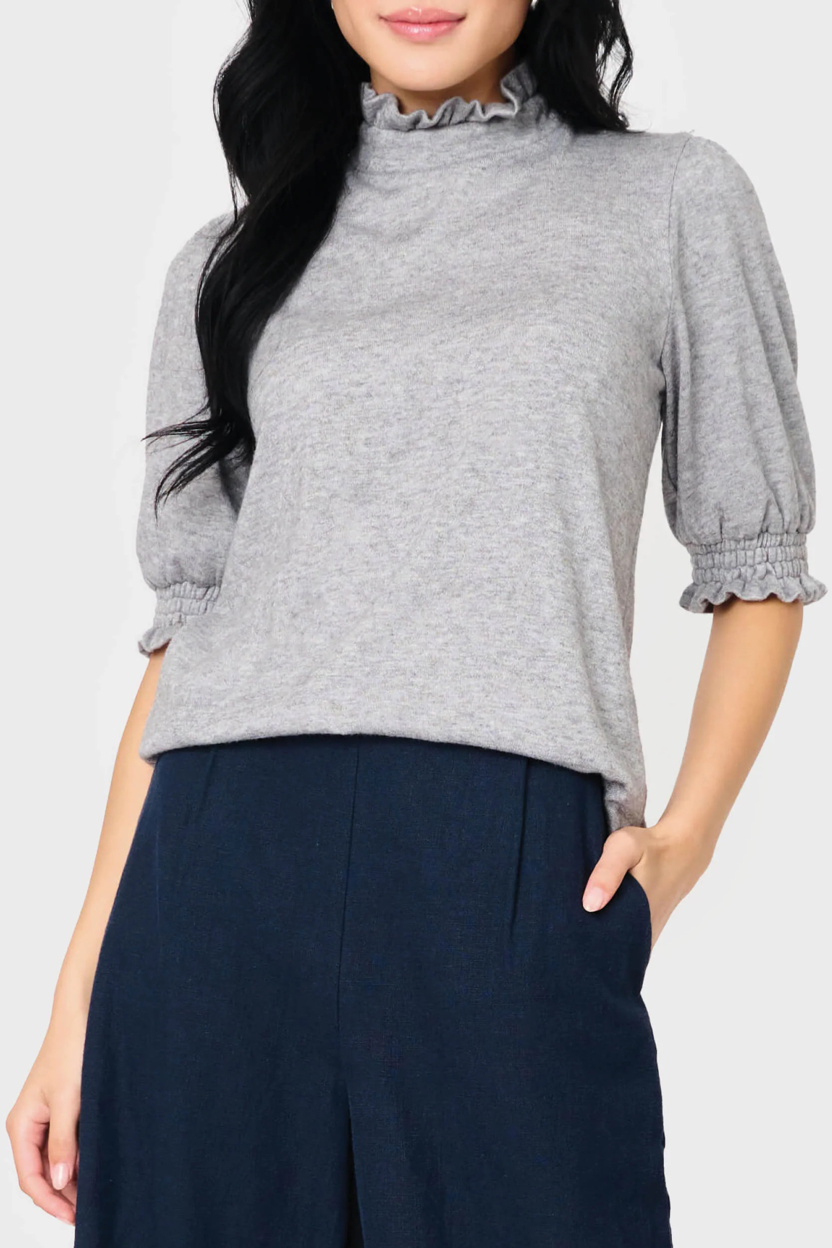 Feminine Mock Neck Luxe Sweater | Gibson