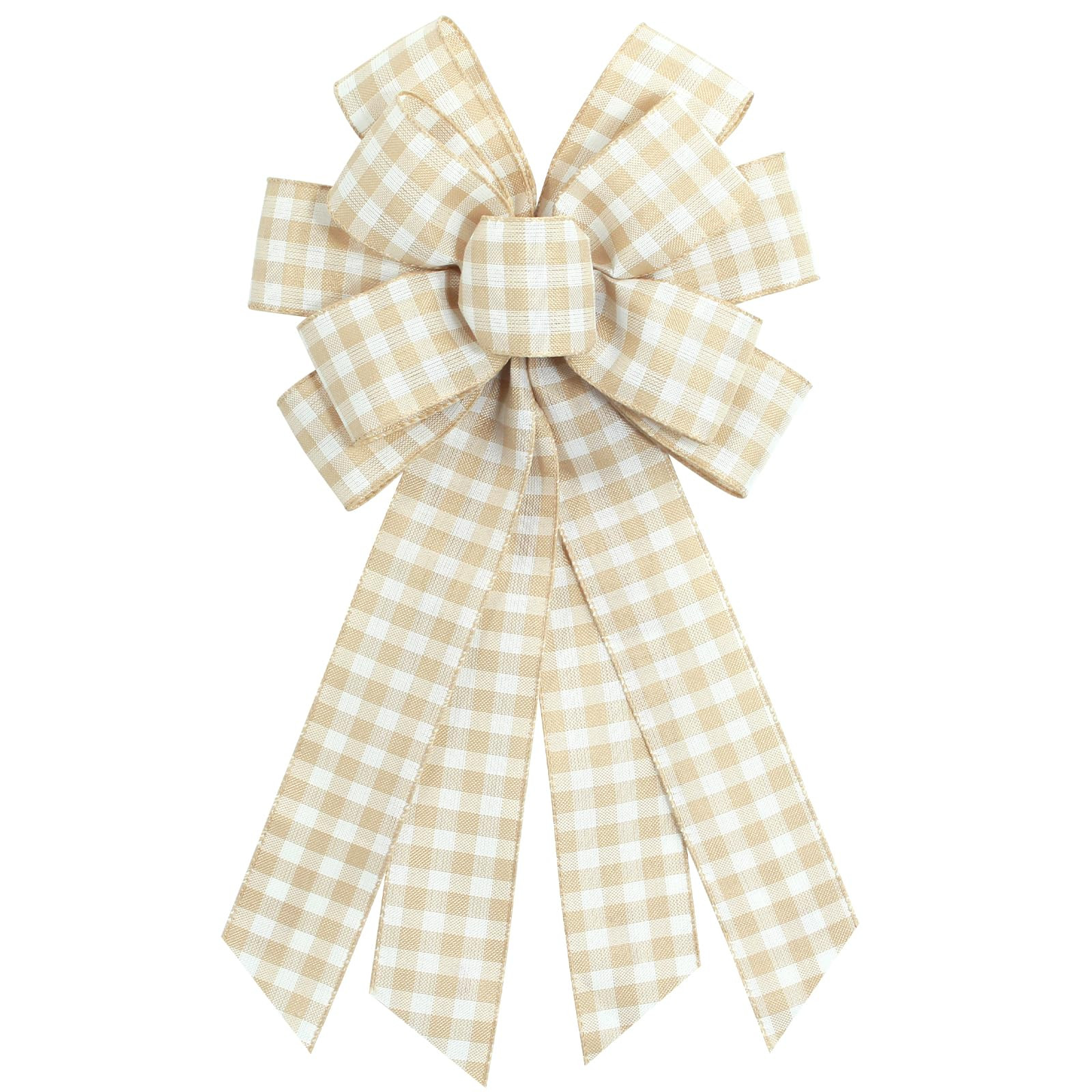 Large Natural Buffalo Plaid Wreath Bows, Farmhouse Burlap Bow for Wreath Rustic Crafts Decorative... | Amazon (US)