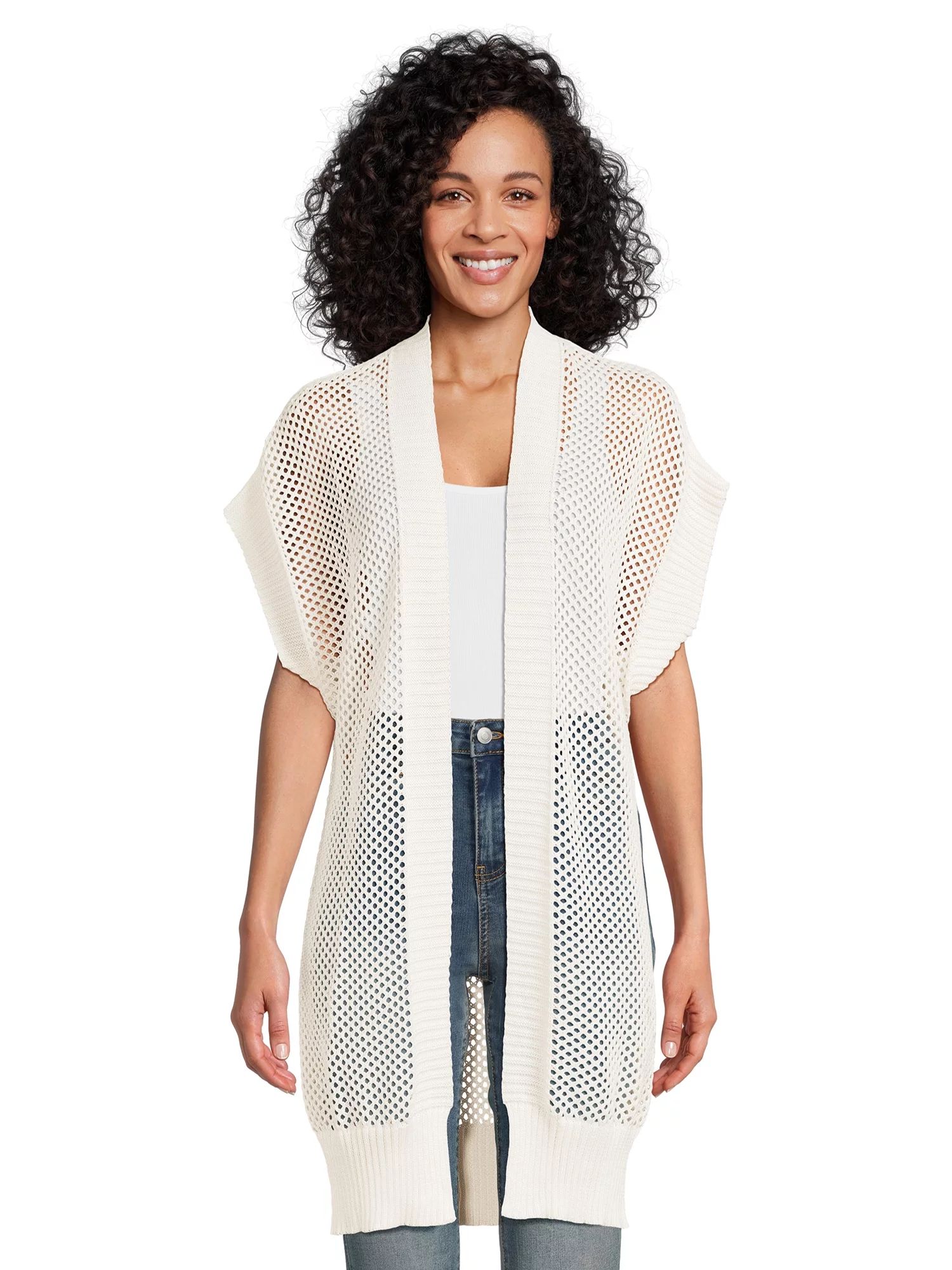 Time And Tru Women's Crochet Layering Piece, Sizes S-3Xl, White | Walmart (US)