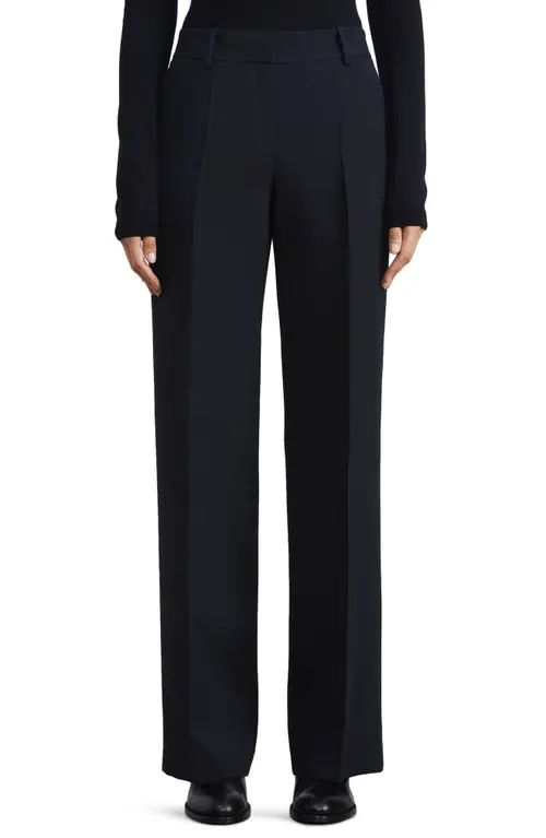 Lafayette 148 New York Sullivan Straight Leg Wool & Silk Pants in Black at Nordstrom | Nordstrom