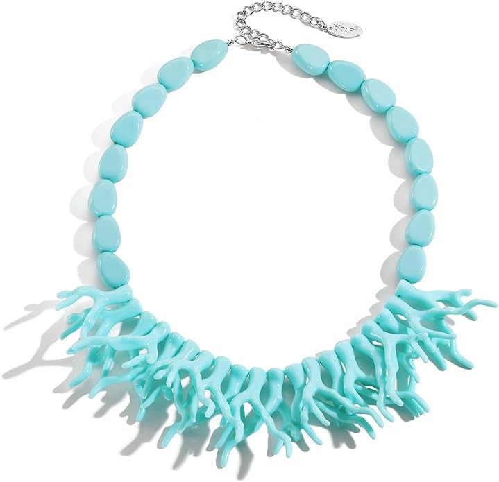 Bocar Chunky Statement Resin Coral Branch Tree Necklace Collar Beaded Pendant Jewelry Gift | Amazon (US)