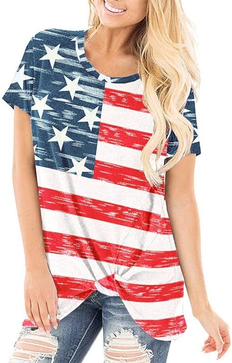 For G and PL Women's July 4th USA American Flag T-Shirt Blouses | Amazon (US)
