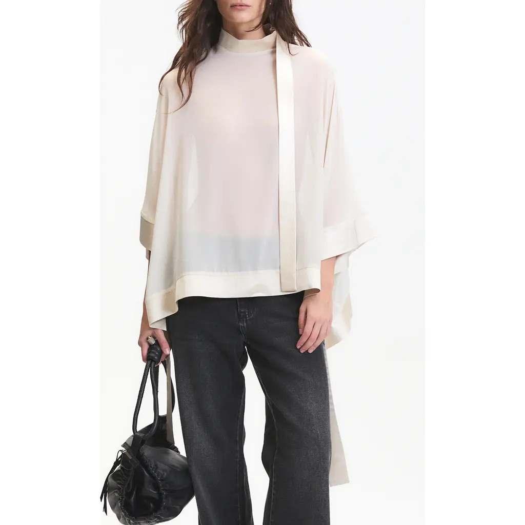 DELUC Carter Sheer Mock Neck Top in Ecru at Nordstrom, Size Medium | Nordstrom