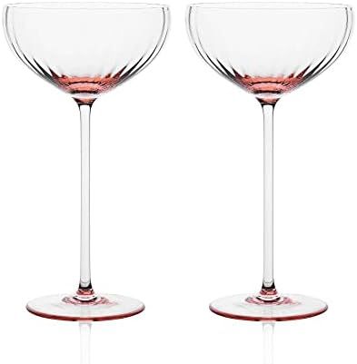 Sister.ly Drinkware Pink Coupe Glasses / Pink Coupe Champagne Glasses, Set of 2, 8 oz, Perfect fo... | Amazon (US)