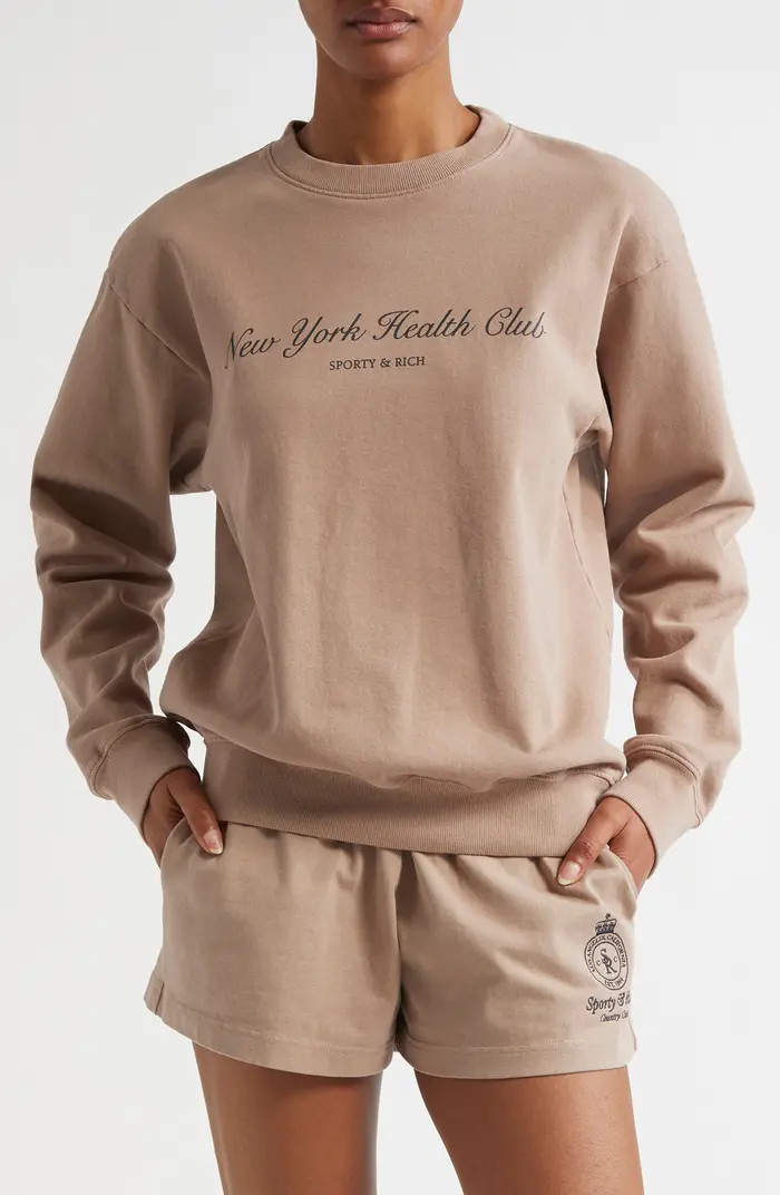 Sporty & Rich New York Health Club Grahic Cotton Sweatshirt | Nordstrom | Nordstrom