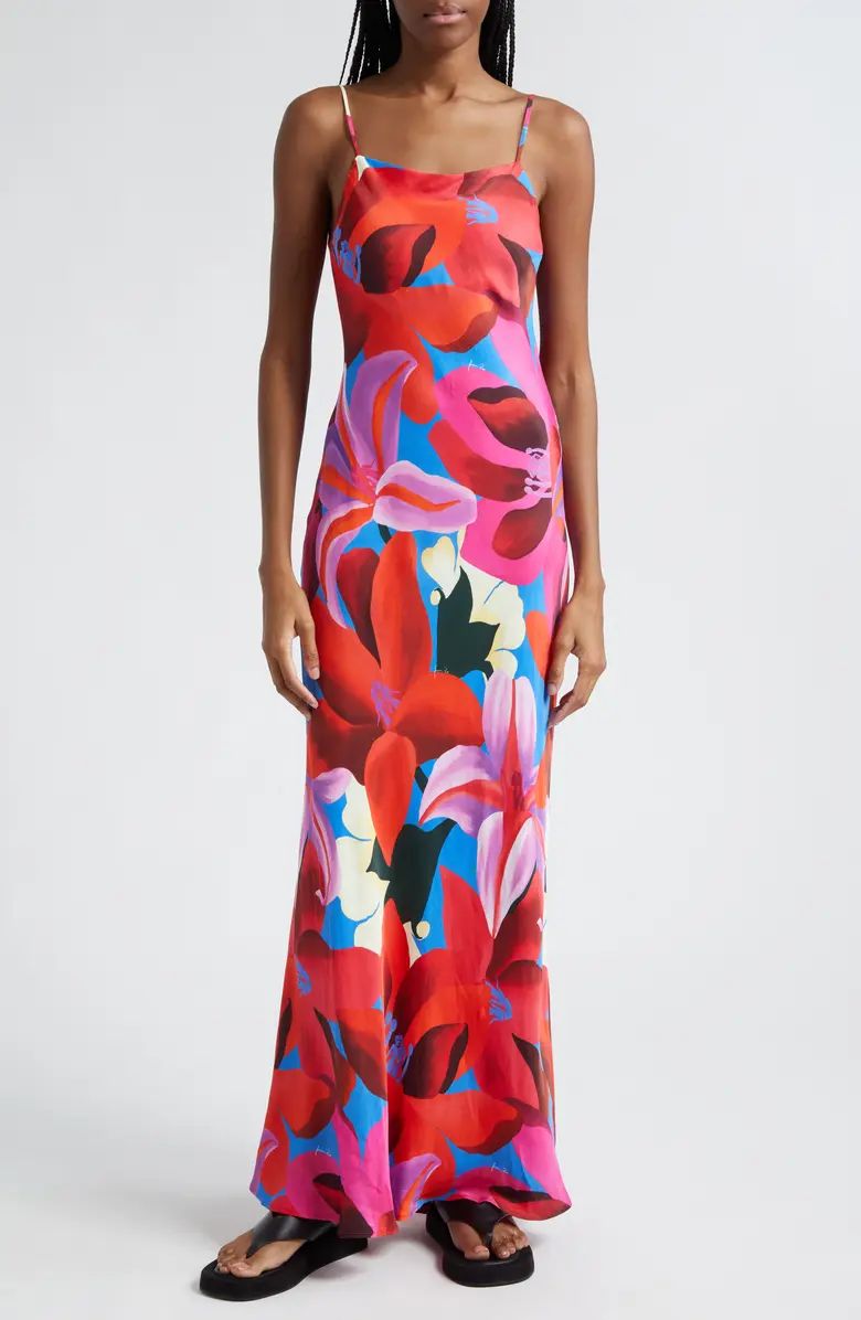 Floral Satin Maxi Dress | Nordstrom