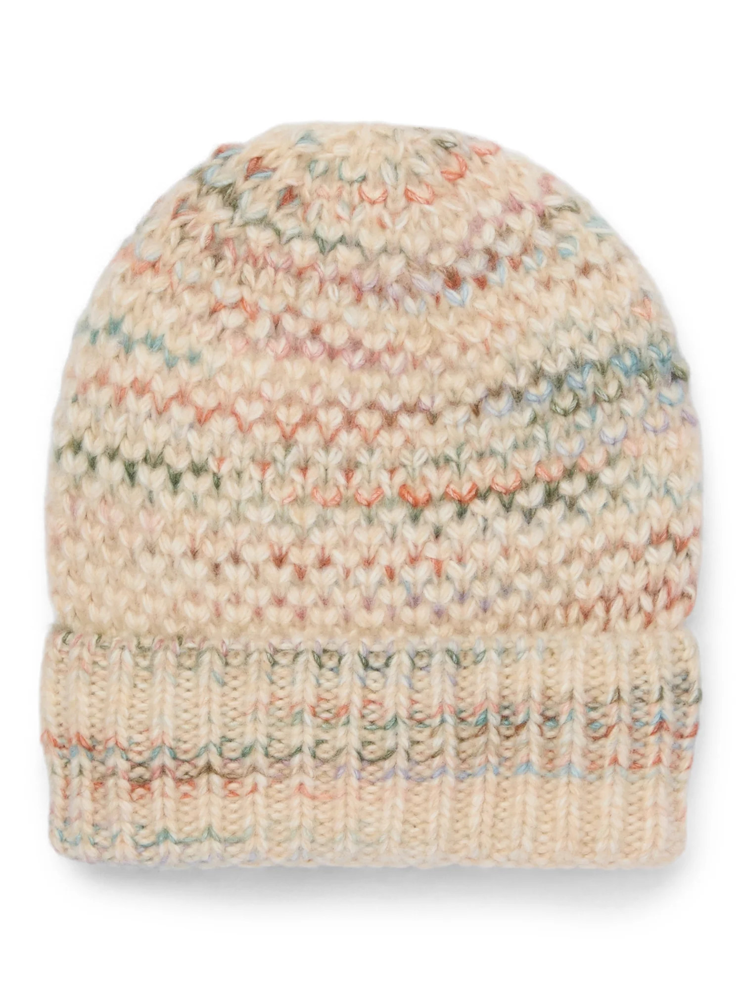 Time and Tru Women's Birdseye Winter Beanie, Cream Combo | Walmart (US)
