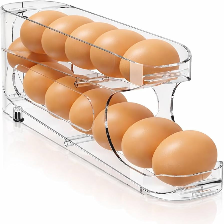 Sotfamily Egg Holder for Fridge, Auto Rolling Egg Storage Organizer for Refrigerator, Clear Space... | Amazon (US)