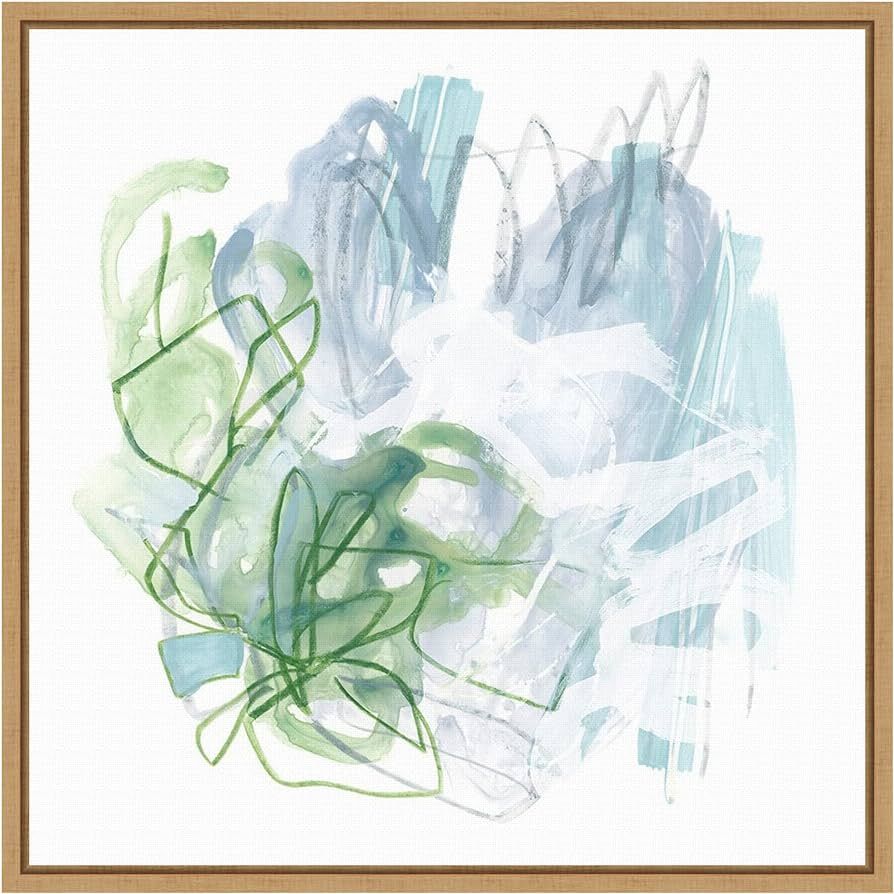 Amanti Art Framed Canvas Wall Art Print (16x16) Water Sprig III by June Erica Vess Float Framed C... | Amazon (US)
