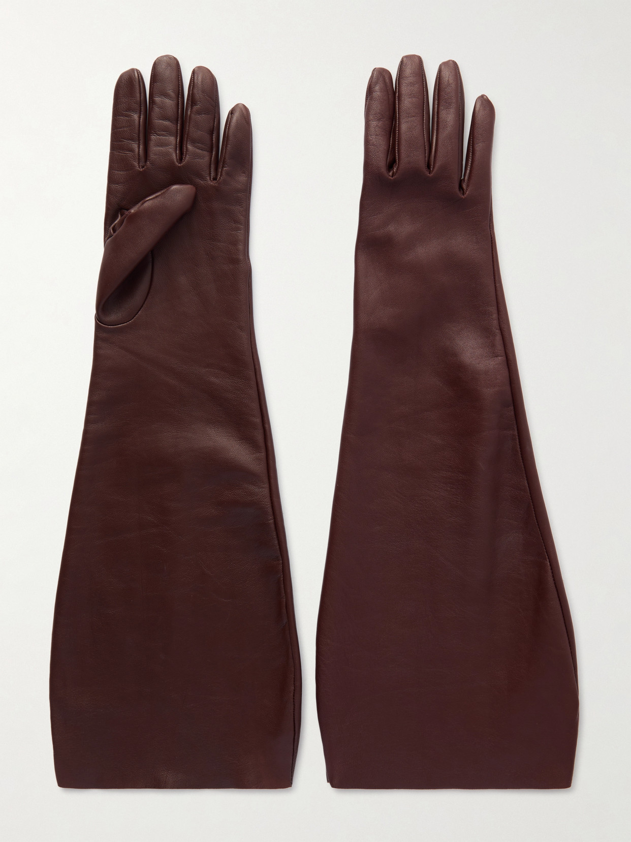 SAINT LAURENT - Leather Gloves - Dark brown | NET-A-PORTER (UK & EU)
