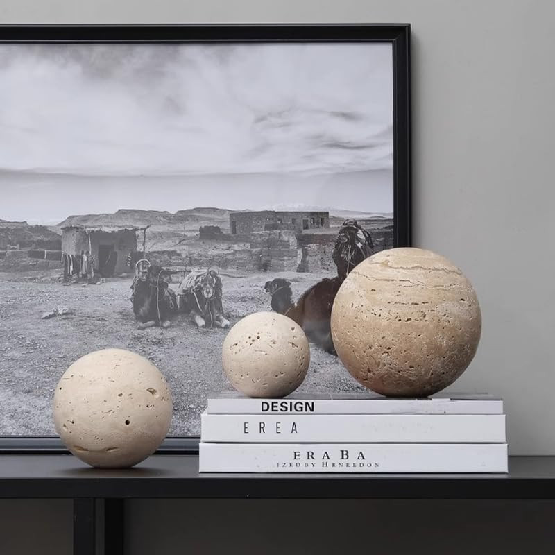 Yellow Travertine Marble Sphere, Hand-Polished Natural Stone Ball Decor, Living Room Accent (12cm... | Amazon (US)