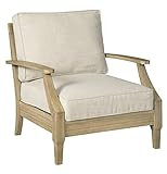 Signature Design by Ashley Clare View Outdoor Eucalyptus Wood Single Cushioned Lounge Chair, Beig... | Amazon (US)