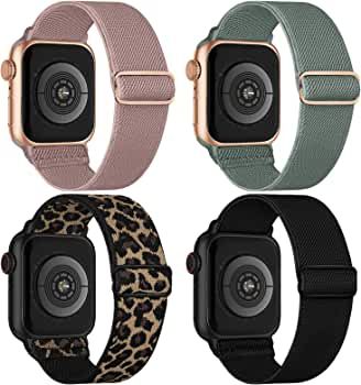 Stretchy Nylon Solo Loop Bands Compatible with Apple Watch 38mm 40mm 41mm, Adjustable Braided Spo... | Amazon (US)