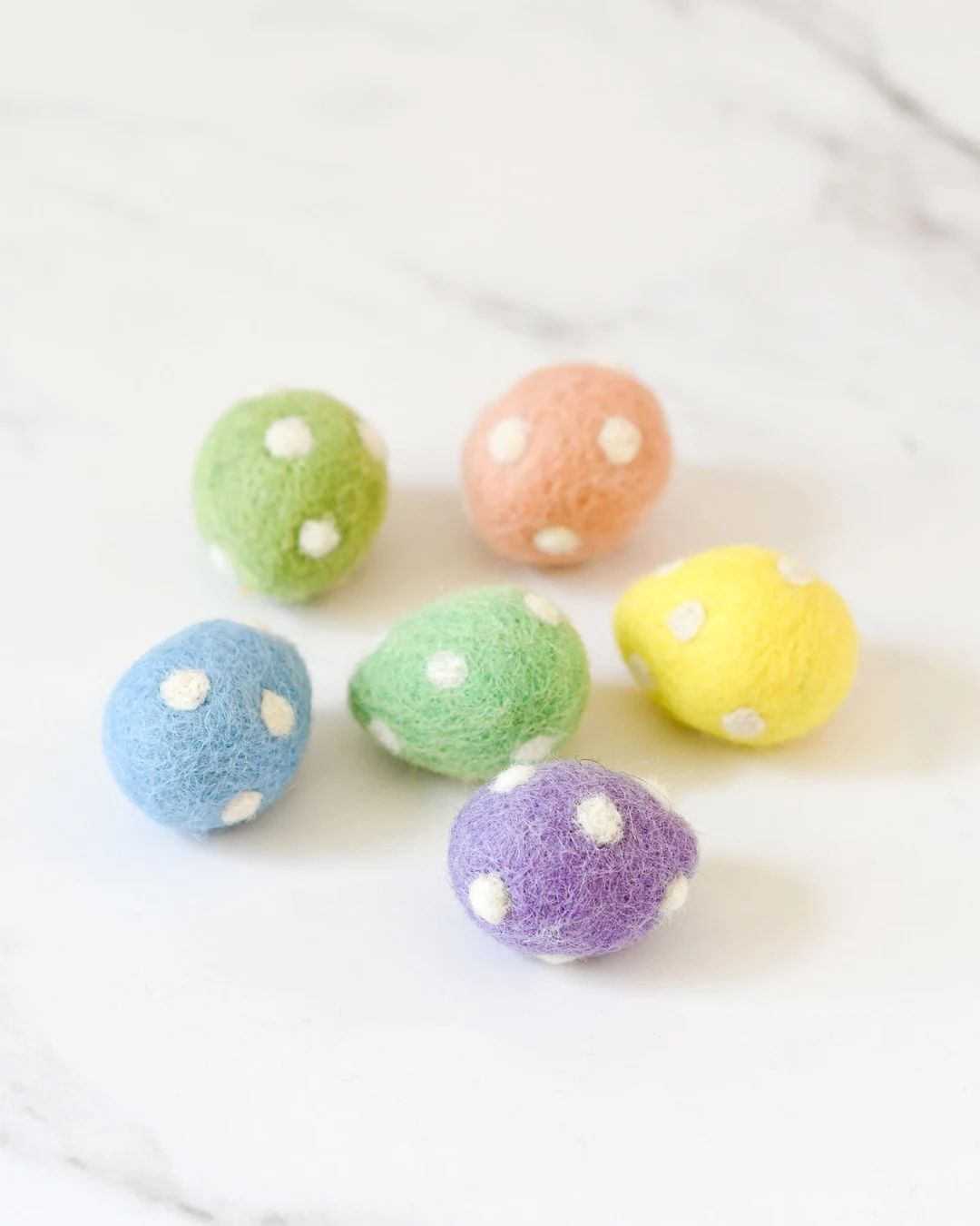 Felt Polka Dots Eggs | Set of 6 Easter Pastel Eggs with White Dots | Etsy (AU)