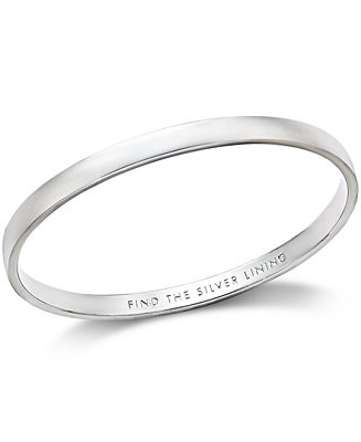kate spade new york Silver-Tone Find The Silver Lining Message Bangle Bracelet | Macys (US)