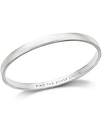kate spade new york Silver-Tone Find The Silver Lining Message Bangle Bracelet | Macys (US)
