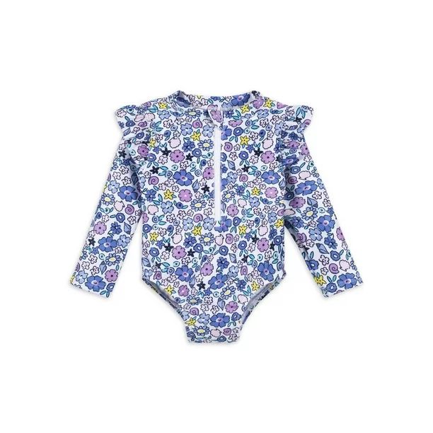 Gerber Baby & Toddler Girl One Piece Long Sleeve Swimsuit Rash Guard with UPF 50+ (0/3M - 5T) | Walmart (US)