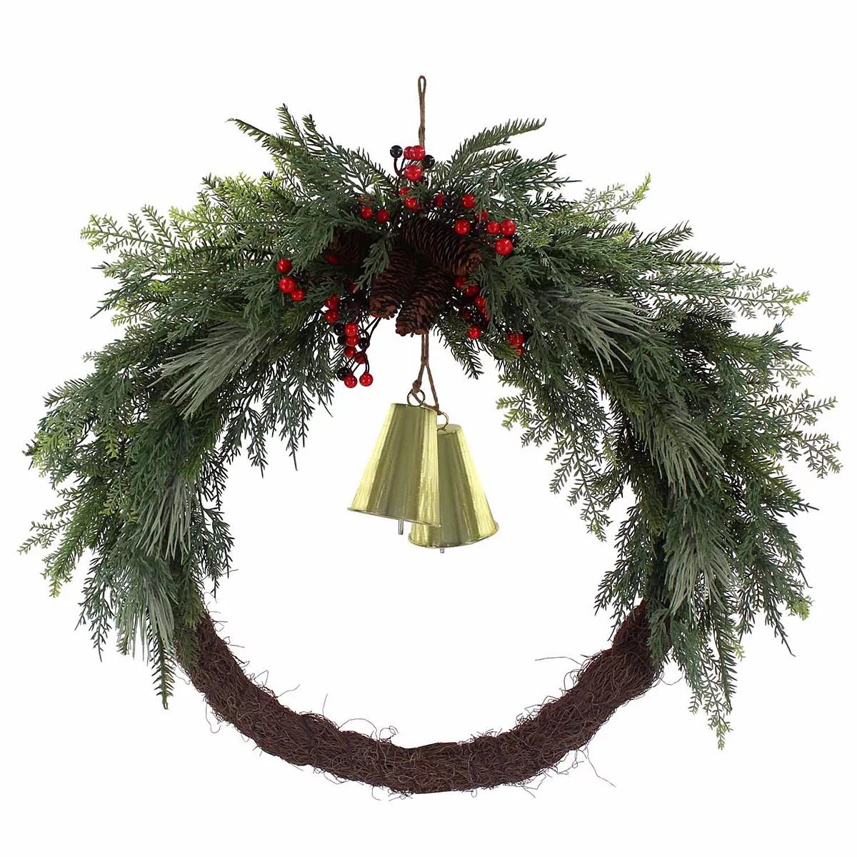 St. Nicholas Square® Asymmetrical Greenery with Gold Bells Wreath | Kohl's