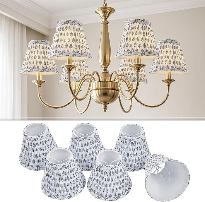 Chandelier Shades Set Of 6,Mini Lamp Shade 3" Top x 5.5" Bottom x 4.7" Slant,Small Lamp Shades Cl... | Amazon (US)